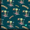 French Terry print med peace aliens 2 i petrol