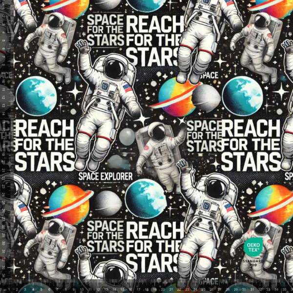 French Terry print med reach for the stars i sort og hvid