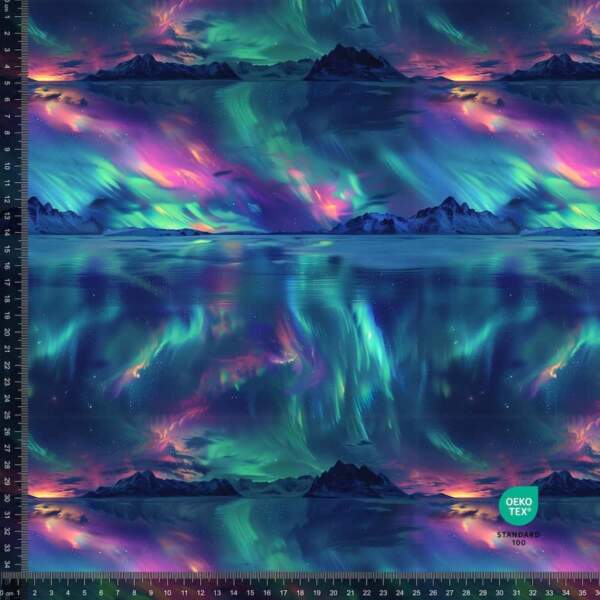 Artic northern lights – measurement-min-min Jersey print med nordlys og bjerge