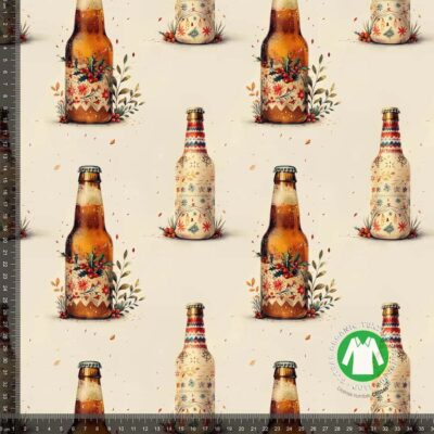 Jersey print med juleøl 2 digitalprint jersey stof 220 g/m²