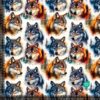 Jersey-print watercolor wolves 2 harmaan ja vaaleanruskean sävyissä