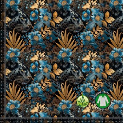 Bambus jersey print med elegante panthere i digitalprint