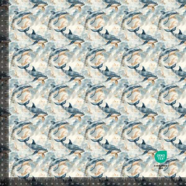 French Terry painettu tyylikäs valaita