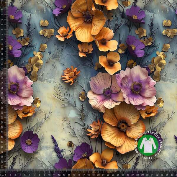 Jersey-digiprintti concrete flowers -kuosilla puuvilla/lycra