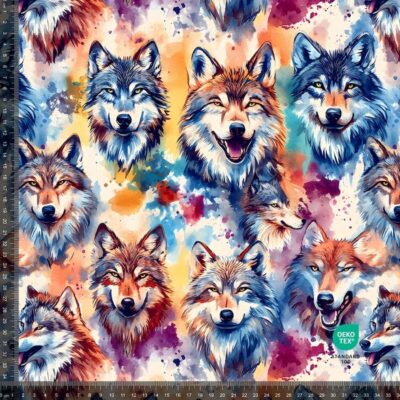 Jersey-printti watercolor wolves 1, digiprintti jersey 220 g/m² 160 cm