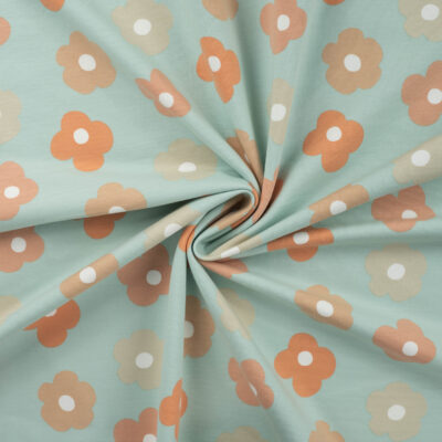 Ranskalaista froteeta retro-kukilla - Dusty Blue
