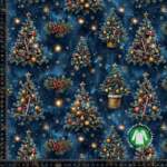 Jersey print with Christmas trees - navy