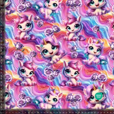Painettu jersey -- delicious unicorns pinkillä pohjalla, digiprintti