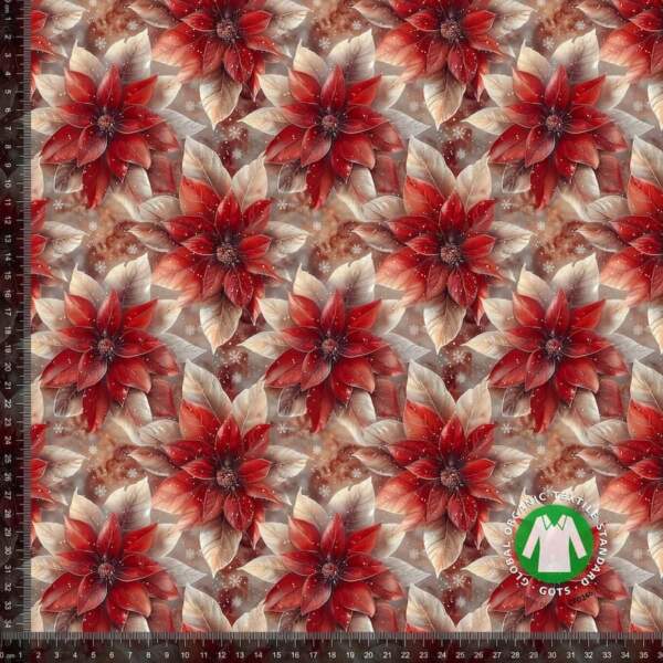 Red and white Christmas rose - measurement-min-min Jersey print with red and white poinsettias
