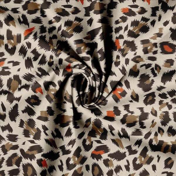Leoparditeemainen canvas-printti, kudottu puolipanama 100% puuvillaa, 230 g/m²