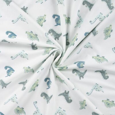 Bomulds jersey med alligatorer - Hvid digitalprint jersey stof