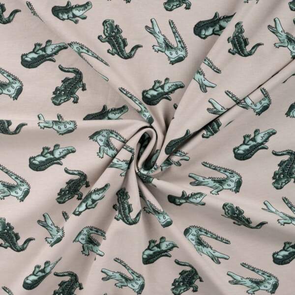 Cotton jersey with alligators - Beige