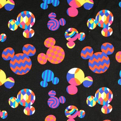 Jersey print med Mickey Mouse hoveder på sort bund, 200 g/m²