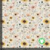 Rib jersey -digiprintti creamy flowers, 240 g/m² ja 35-45 cm leveä (putkineulos)