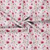 Rib stof med blomsterprint i pink nuancer, 35-45 cm bredde (rundstrikket)