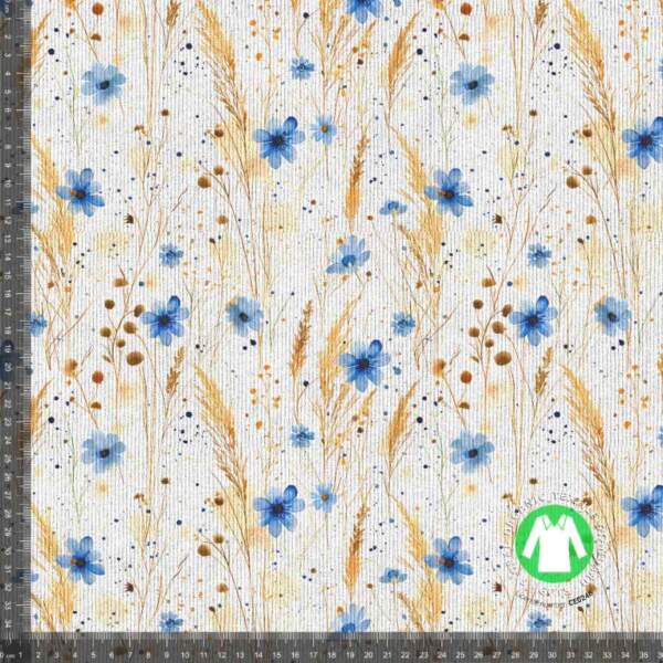 Small spring flowers 10 - measurement Rib jersey print with cornfield
