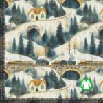 Rib jersey print med sødt vinterlandskab