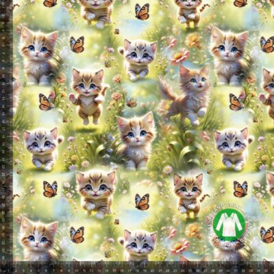 Jersey print med søde katte 3 digitalprint jersey stof 220 g/m² 160 cm