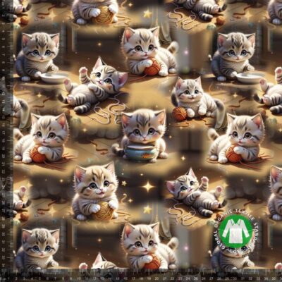 Jersey print med søde katte 2 digitalprint jersey stof bomuld lycra 220 g/m²
