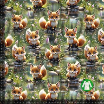 Jersey print med søde ræve - jersey stof med print 220 g/m²
