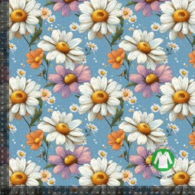 Jersey print med elegante margueritter i digitalprint på bomuld/lycra