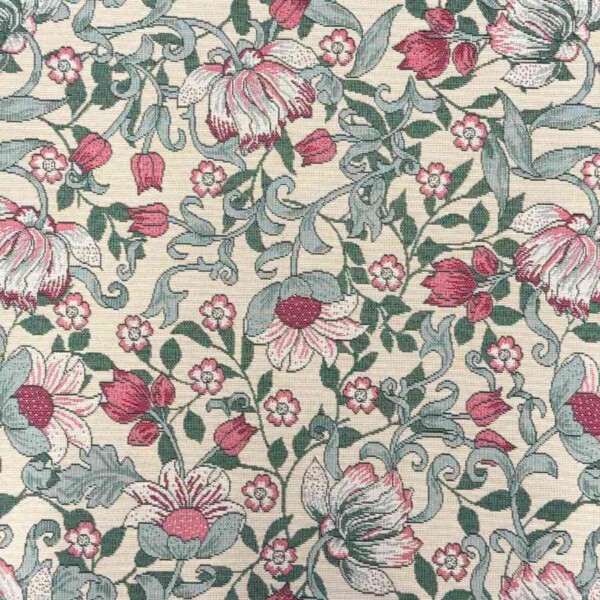Gobelin flowers - red Gobelin in William Morris design 2 jacquard woven 413 g/m²