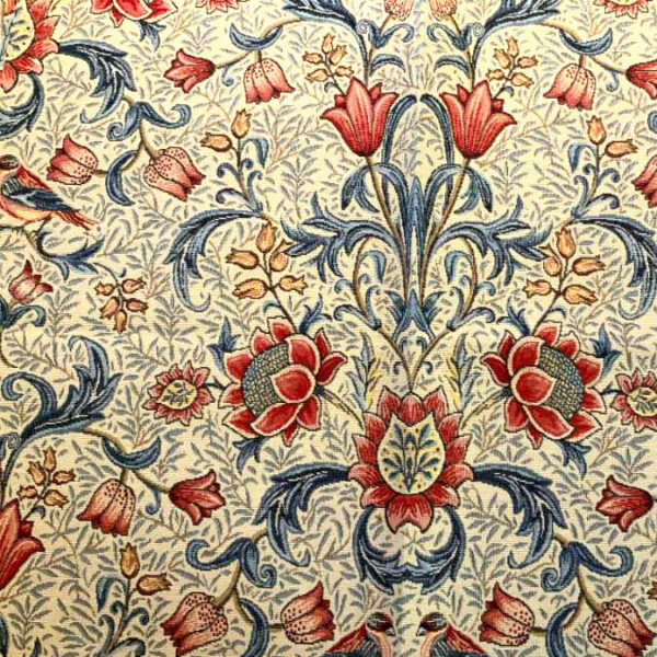 Gobelin med Williams Morris roses blue jacquardvævet 413 g/m² 140 cm
