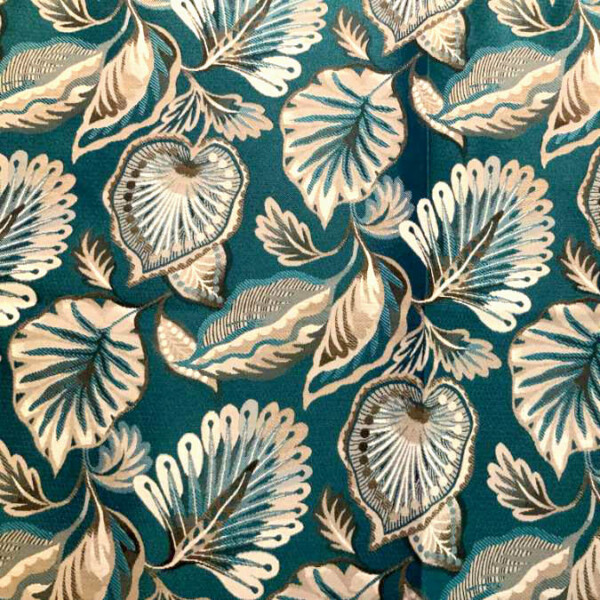 Gobelin2_optimized Jacquard loom with elegant leaves - petrol