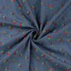 Chambray with embroidered cherries in light blue denim type