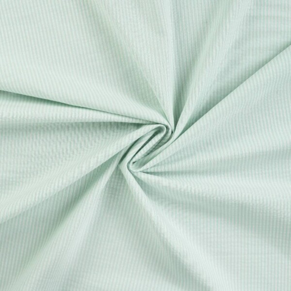 Bomulds seersucker med striber - mint