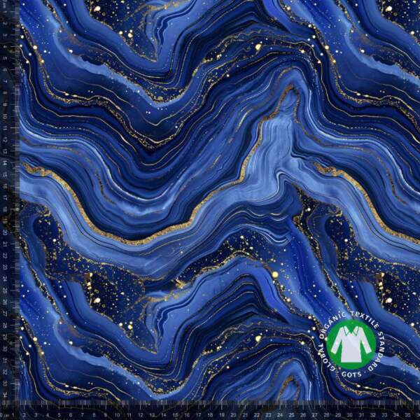 Jersey-printti navy gold marble – digiprintti jersey kangas 220 g/m²