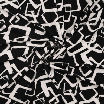 Viscose jersey with squares - black / white
