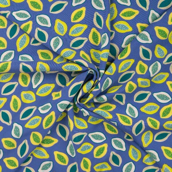 Vævet viscose med citroner i 100% viscose, 135 g/m²