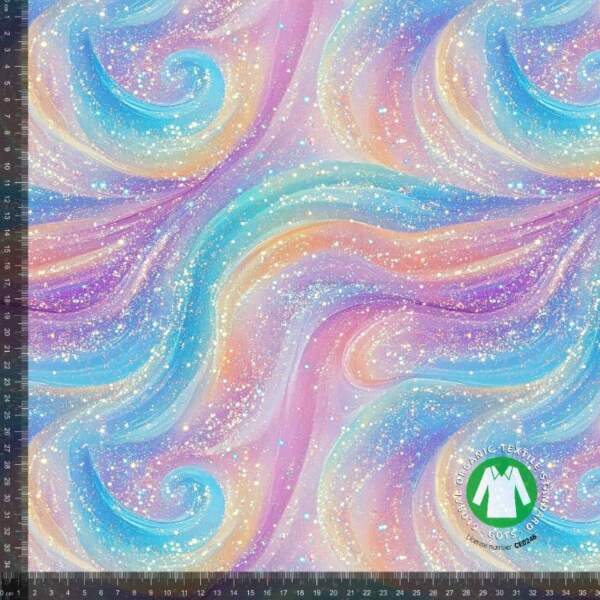 Jerseyprintti pastellisella glitterkuviolla, digiprintti jersey 220 g/m²