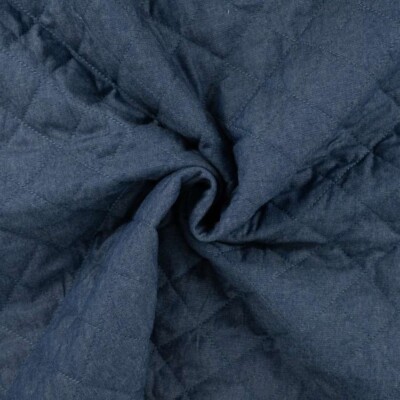 Quiltet denim i mørk blå, 250 g/m² og 140 cm bred