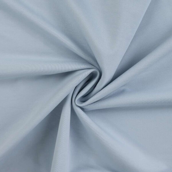 French Terry støvet babyblå brushed i 230 g/m² og 158-163 cm bred