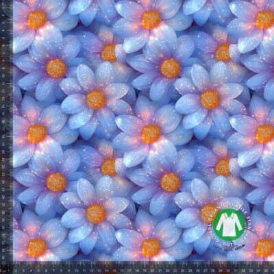 Jersey print med skinnende lilla blomster, digitalprint jersey 220 g/m²