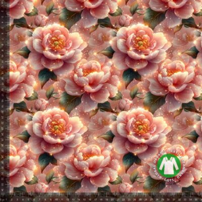 Jersey print med skinnende lyserøde blomster i digitalprint
