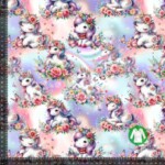 Jersey print med søde blomster enhjørninger