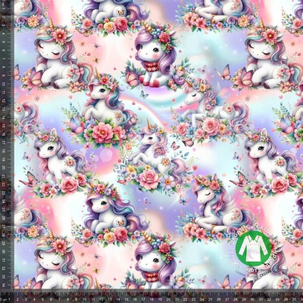 Sweet flower unicorn - measurement Jersey print med søde blomster enhjørninger