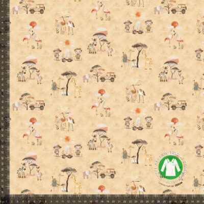 Jersey print med safari tema beige digitalprint jersey 220 g/m²