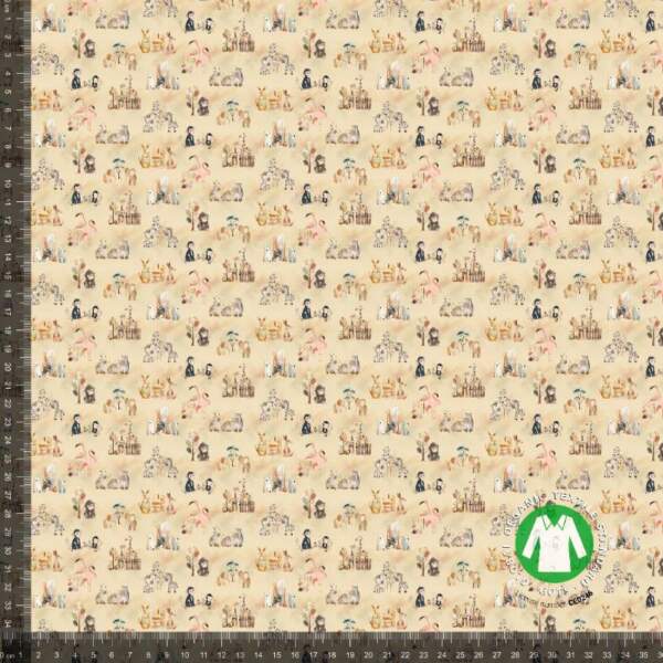 Eläintarha-aiheinen trikooprintti - beige