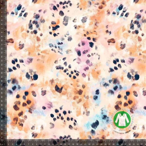 abstract dots_with_rulers Jersey print med lyst dyremønster i digitalprint på bomuld/lycra