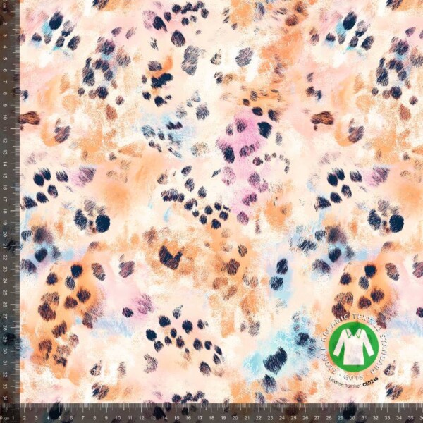 abstract dots_with_rulers Jersey print with bright animal pattern