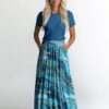 Turquoise marble printed jersey, 220 g/m² and 160 cm wide