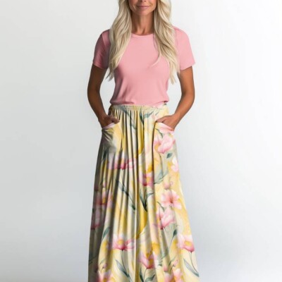 Jersey print med gule abstrakte blomster - Image 2