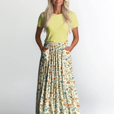 Jerseypainatus pienillä tyylikkäillä retro-kukilla - Image 2