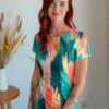 Digitalprint jersey stof med drager i bomuld og lycra