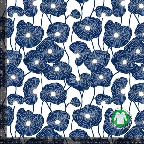 Sininen abstrakti poppy_with_rulers Jerseypainatus tyylikkäillä unikoilla
