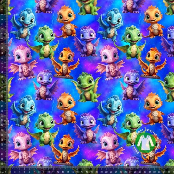 Blue dragons - measurement-min Jersey print with cute dragons